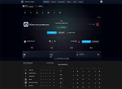 Phuket Darts League custom player dashboard preview